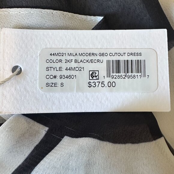 Milly Cabana Mila Modern Geometric Cutout Maxi Dress Black White Size S NWT - Picture 10 of 13